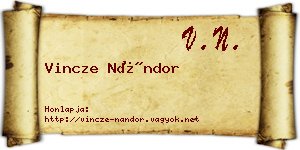 Vincze Nándor névjegykártya